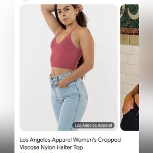 Los Angeles Apparel Women's Pink Cropped Halter Top